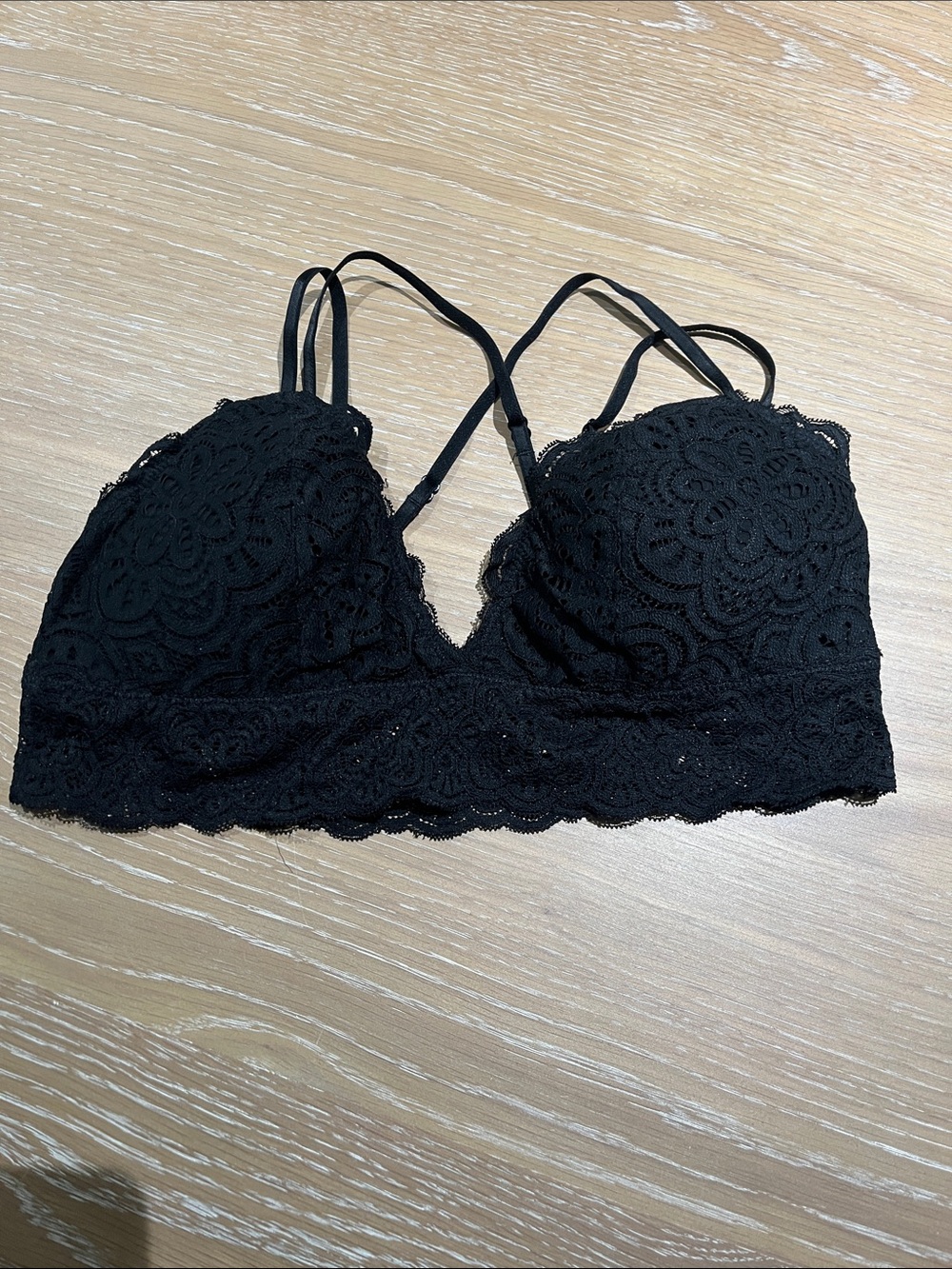 aerie Black Lace Bralette with Strappy Back